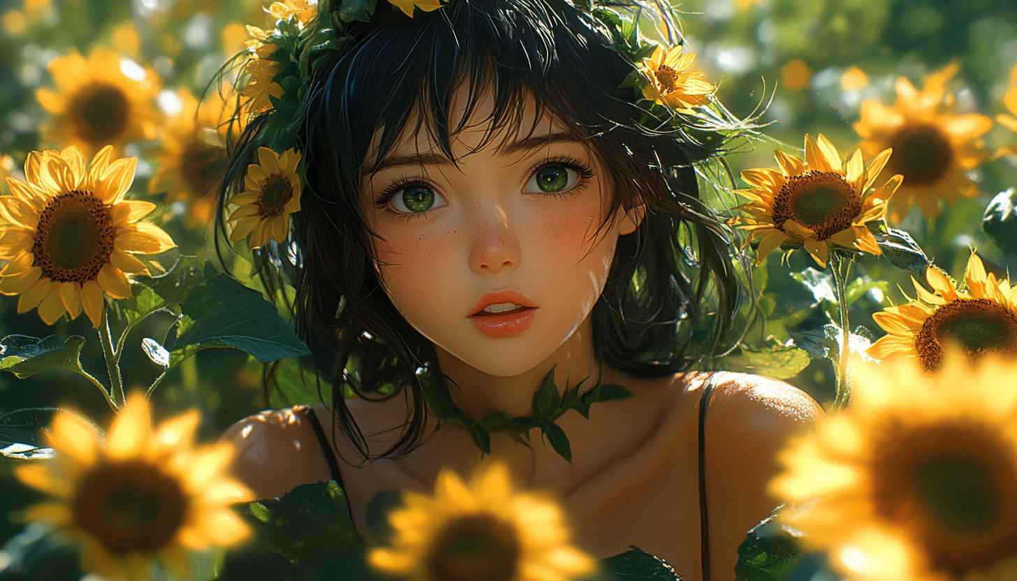 Sunflower Fairy 4K Wallpaper for Desktop and Mobile Backgrounds