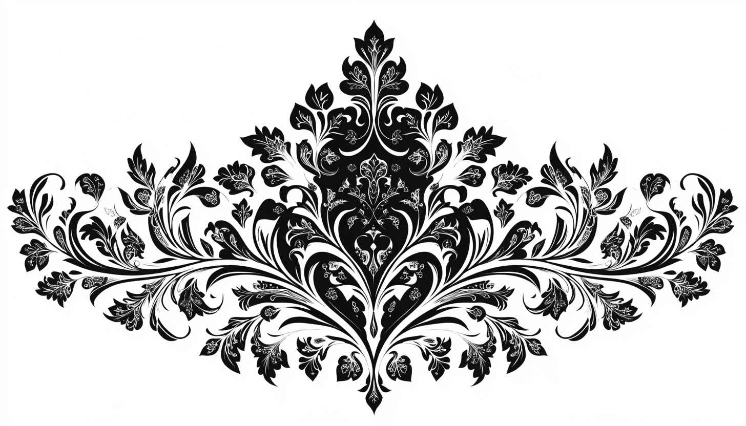 Detailed Black and White Floral Ornament Art Desktop Background