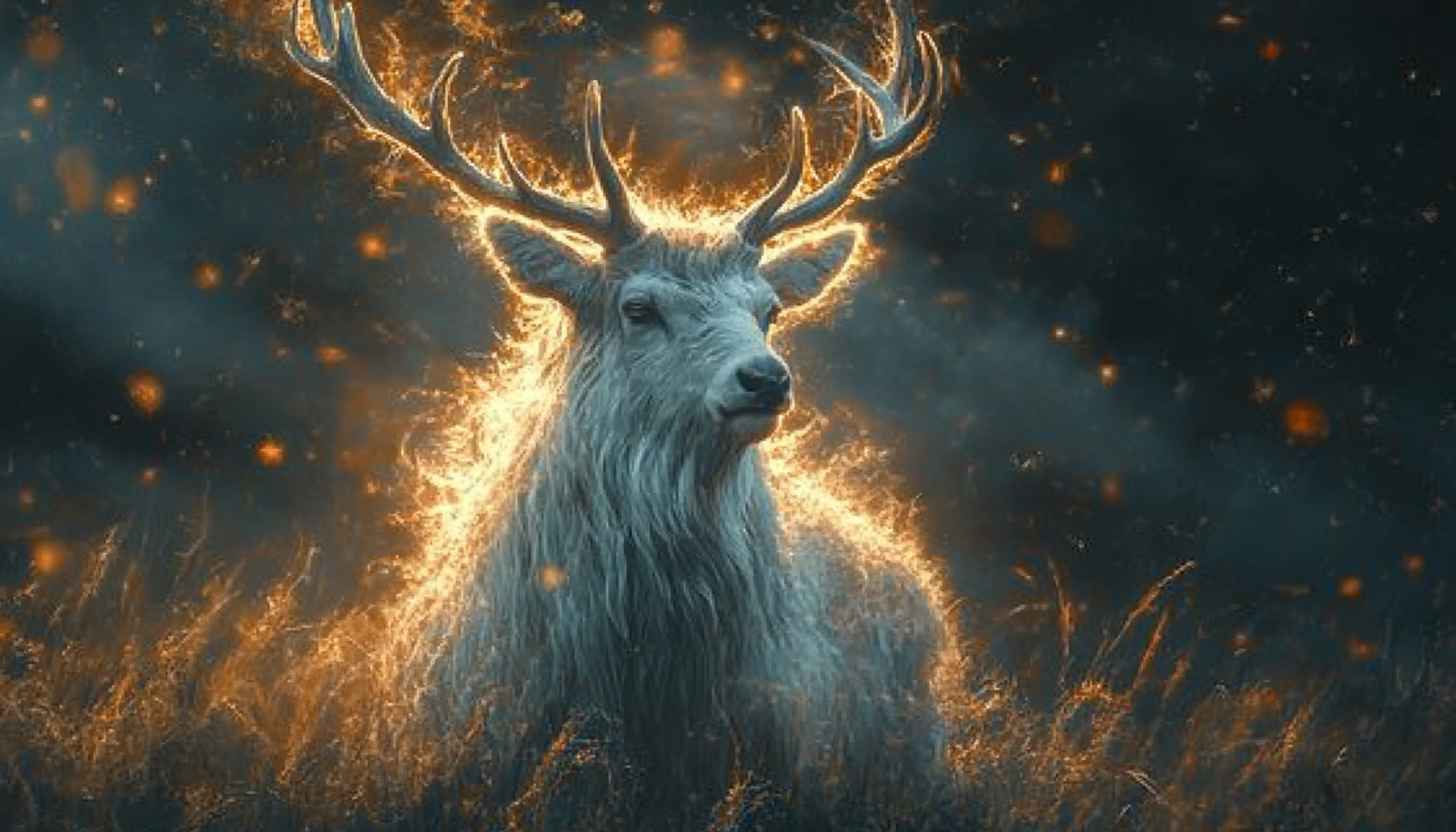 Glowing Stag 4K Desktop Background - Magical Deer Mobile Wallpaper