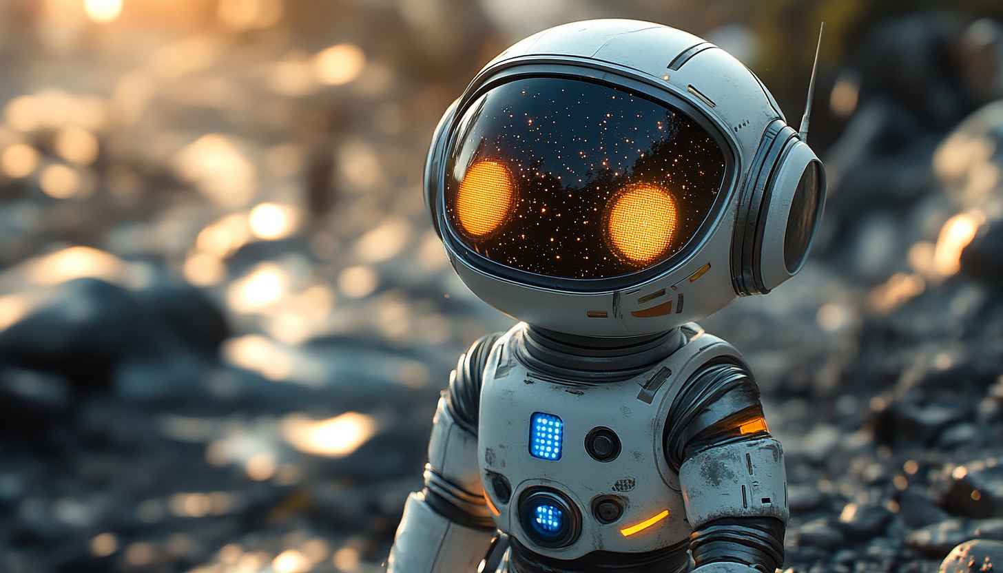 Cute Robot Astronaut Mobile Wallpaper, Space Exploration 4K Background