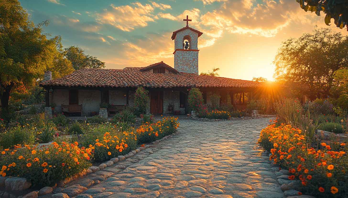 Picturesque Church Sunset Wallpaper, 4K Desktop Background, Mobile Wallpaper