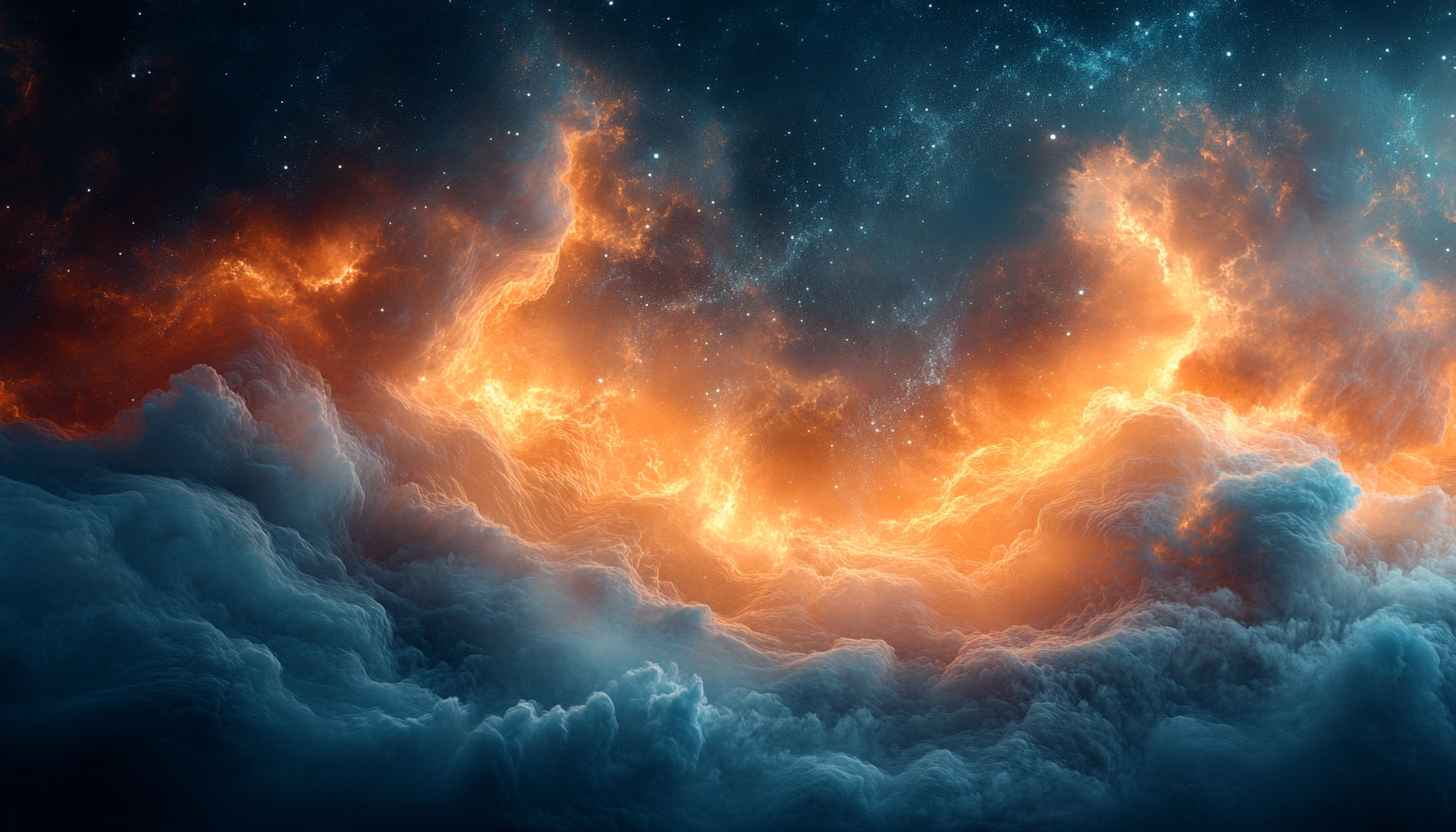 Fiery Orange Clouds Space Scenery 4K Desktop Mobile Wallpaper