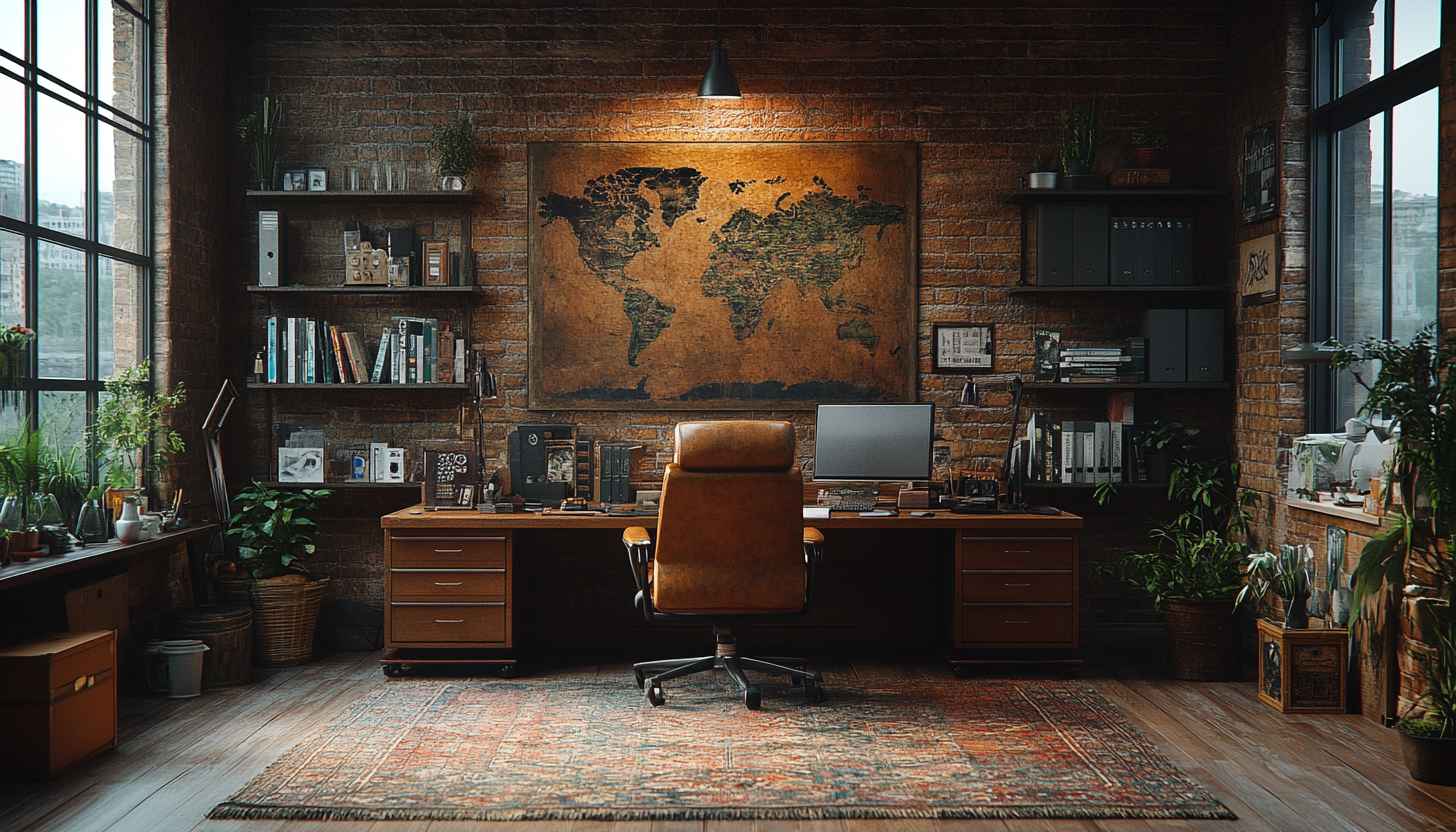 Vintage Office Wallpaper - Executive Room 4K Desktop Background Aesthetic