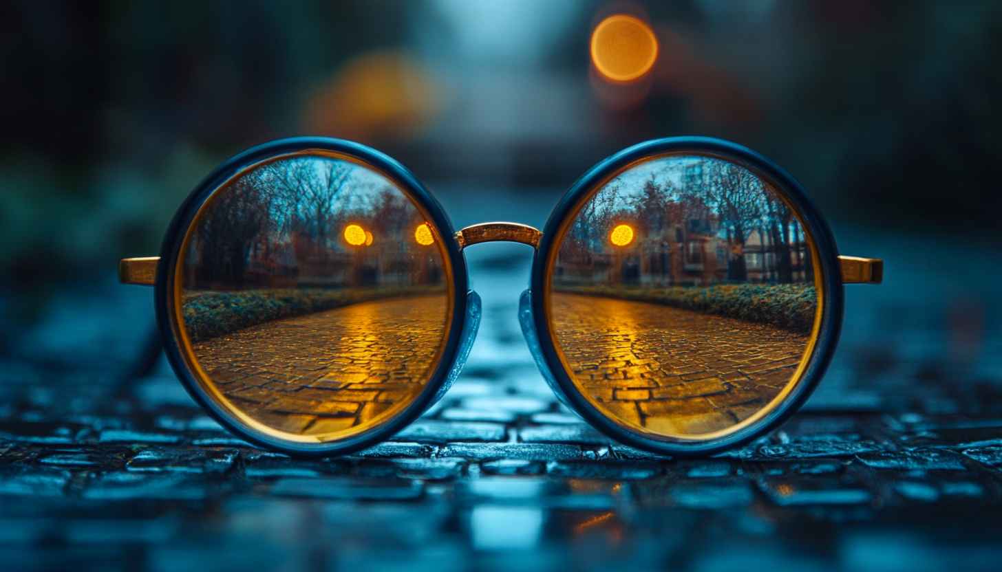 Wet Street Through Glasses Mobile Wallpaper Free 4K Desktop Background