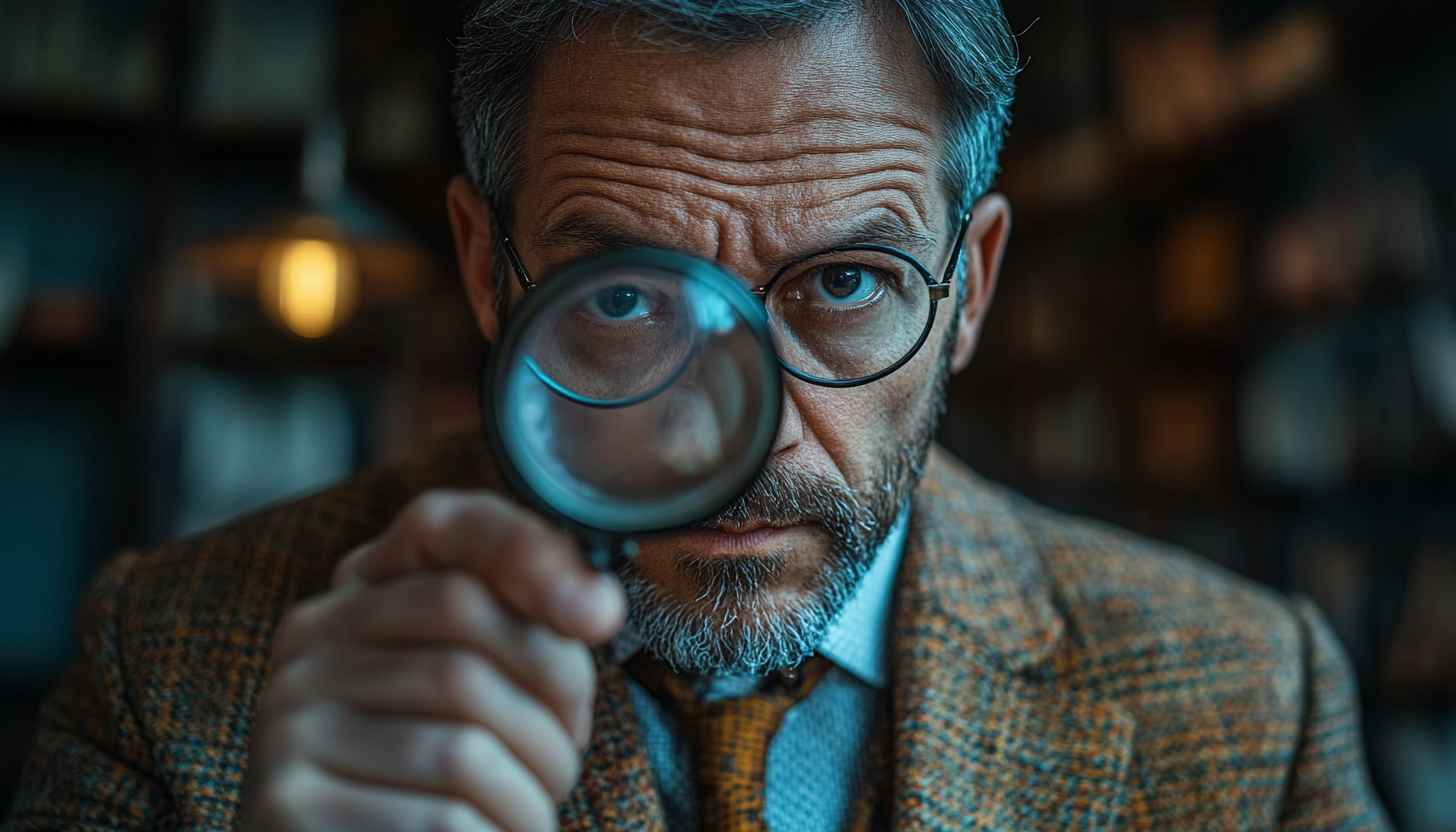 Intense Detective Magnifying Glass Portrait - Free High Resolution Wallpaper