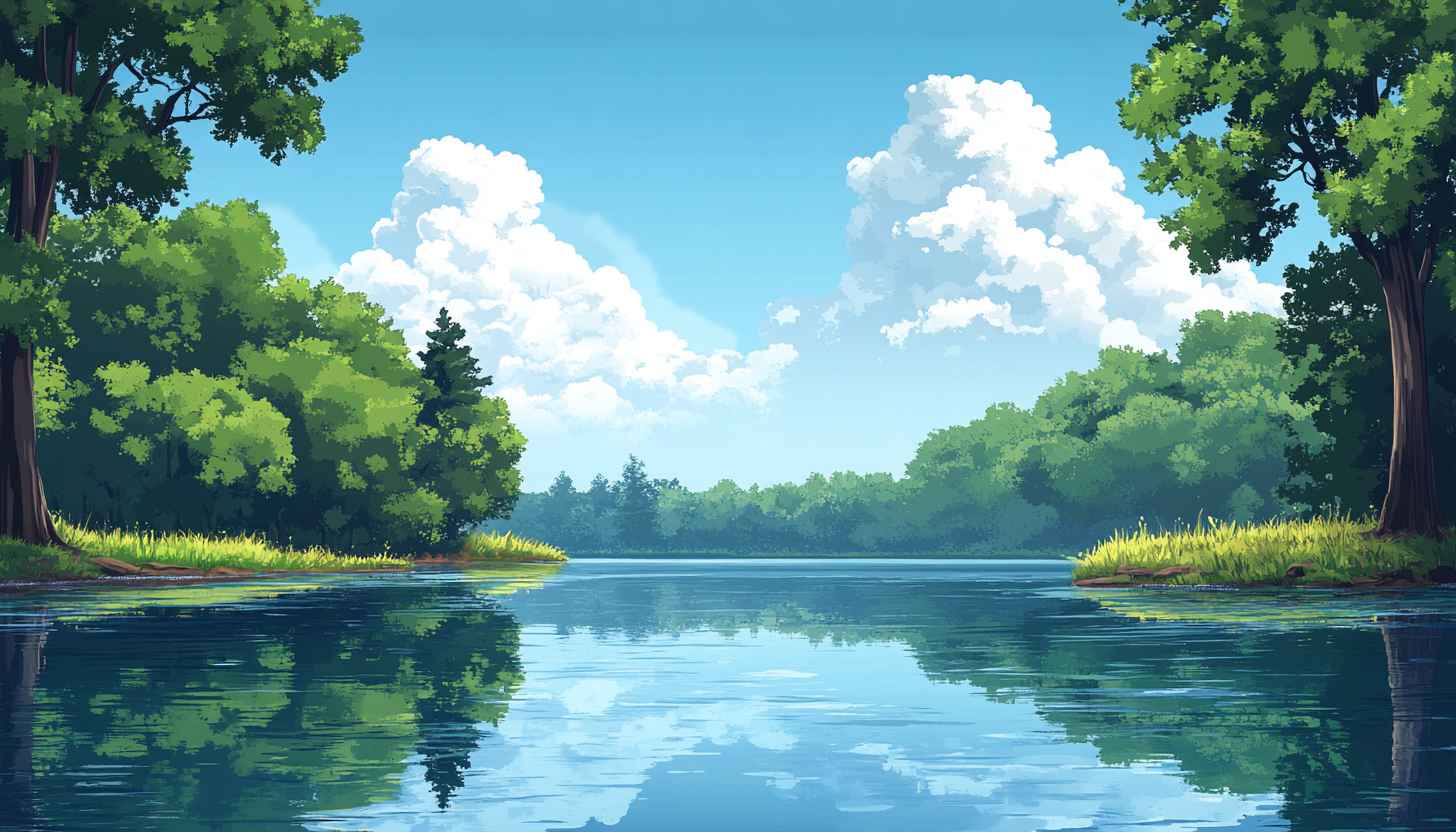 Lakeside Anime Landscape Free Desktop Wallpaper 4K Mobile Background