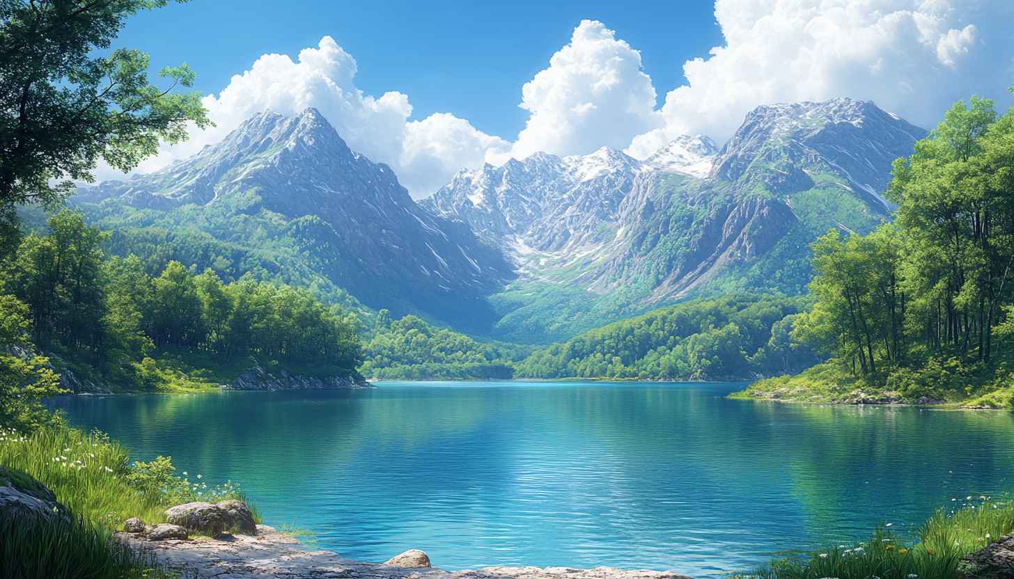 Snowy Mountain Lake 4K Desktop Wallpaper Free Mobile Background