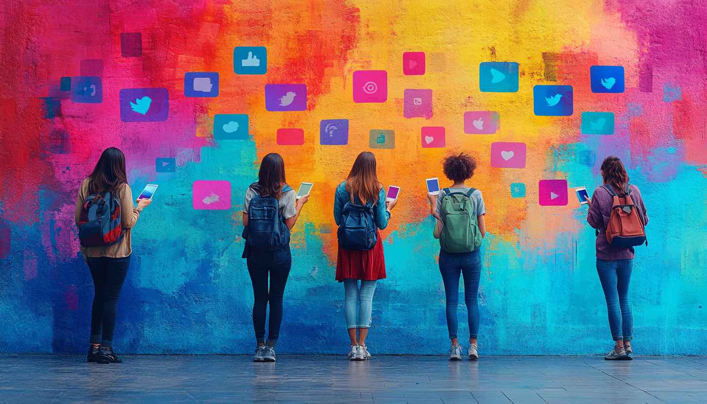 Social Media Wall Art Mobile Background Colorful Wallpaper Free