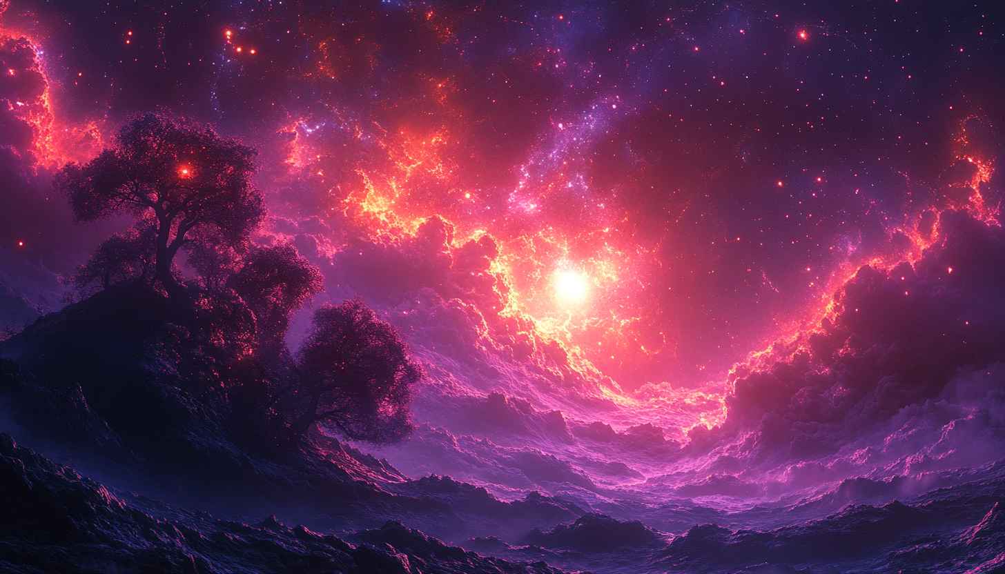 Cosmic Sky Wallpaper, Red Nebula, 4K Desktop Background, Free