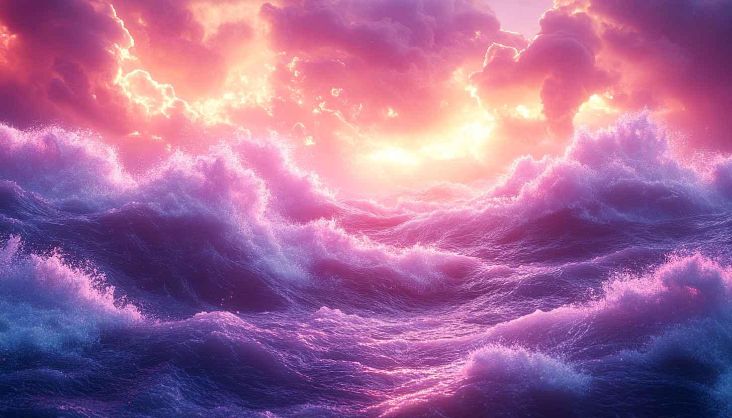 Ocean Waves Pink Sky 4K Desktop Background Mobile Wallpaper Free