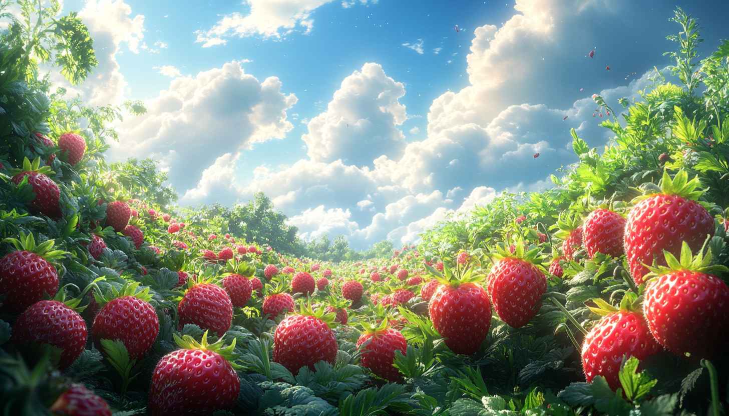 Strawberry Field Aesthetic Wallpaper - 4K Desktop Background Free