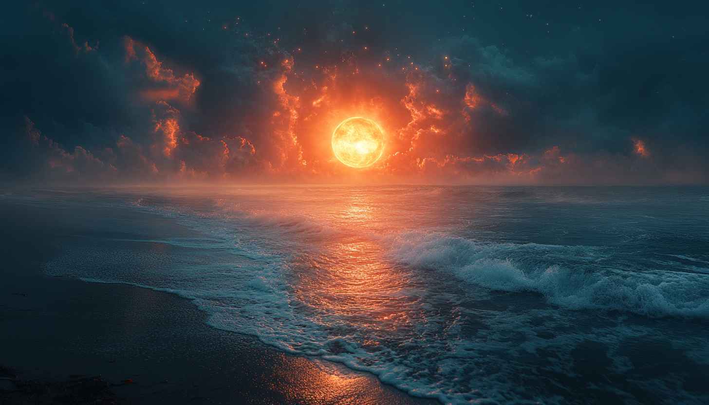 Fiery Ocean Sunset Mobile Wallpaper Free 4K Desktop Backgrounds