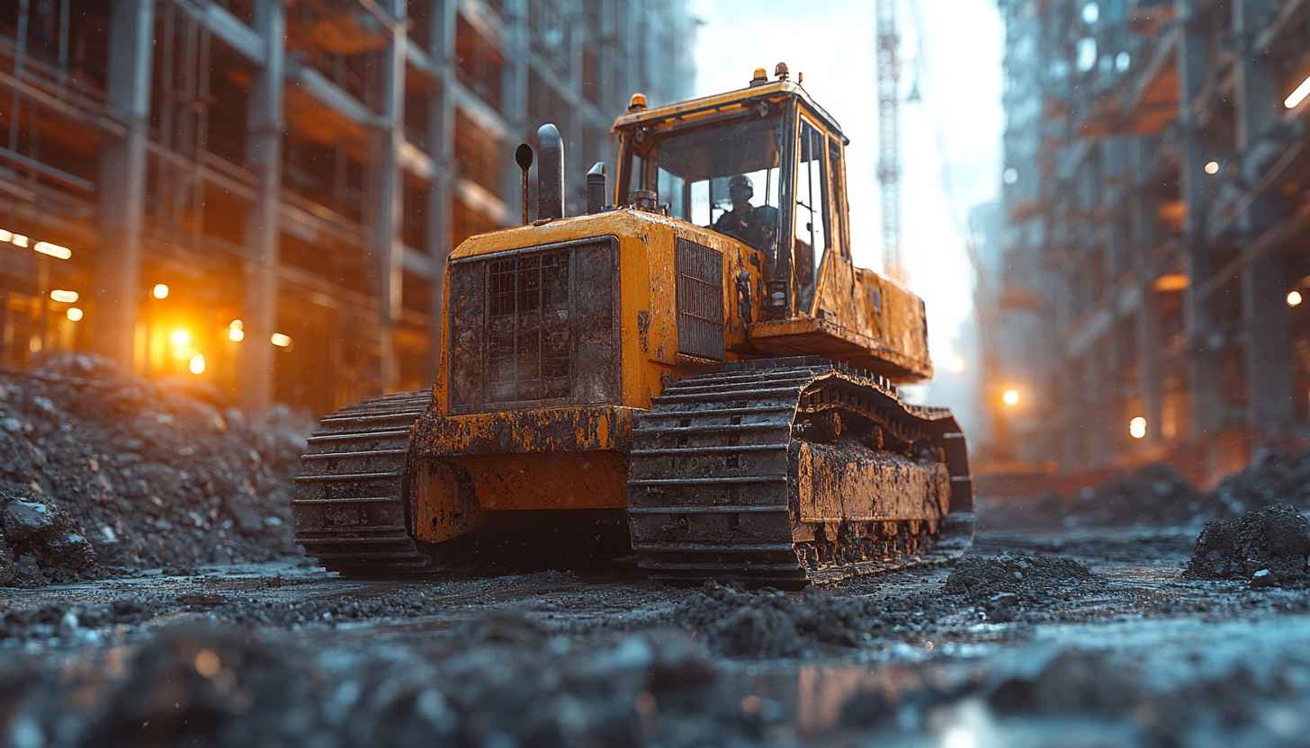 Construction Site Yellow Bulldozer 4K Desktop Background Free Wallpaper