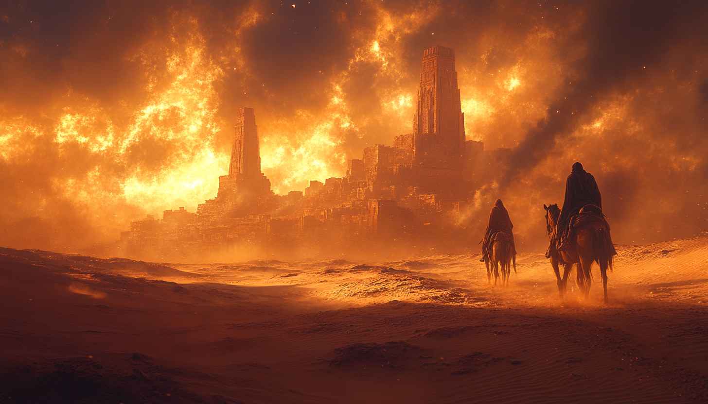 Fantasy Desert City 4K Wallpaper, Horse Riders Mobile Background