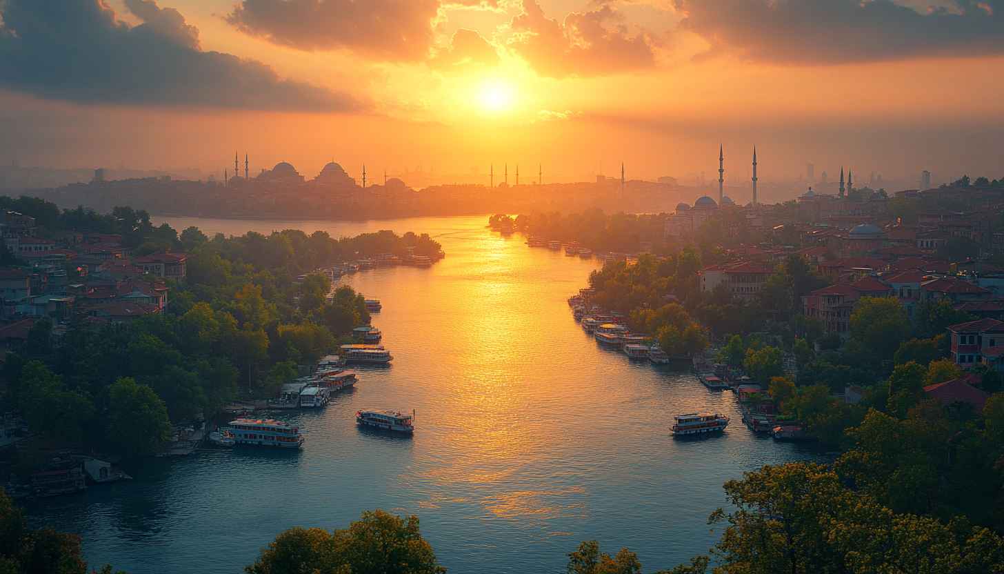 Istanbul Golden Horn Sunset 4K Desktop Wallpaper Mobile Backgrounds