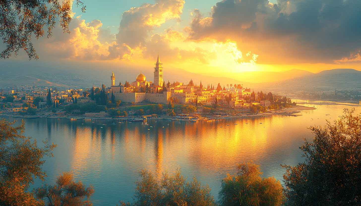 Golden Jerusalem Sunset View 4K Desktop Wallpaper Free