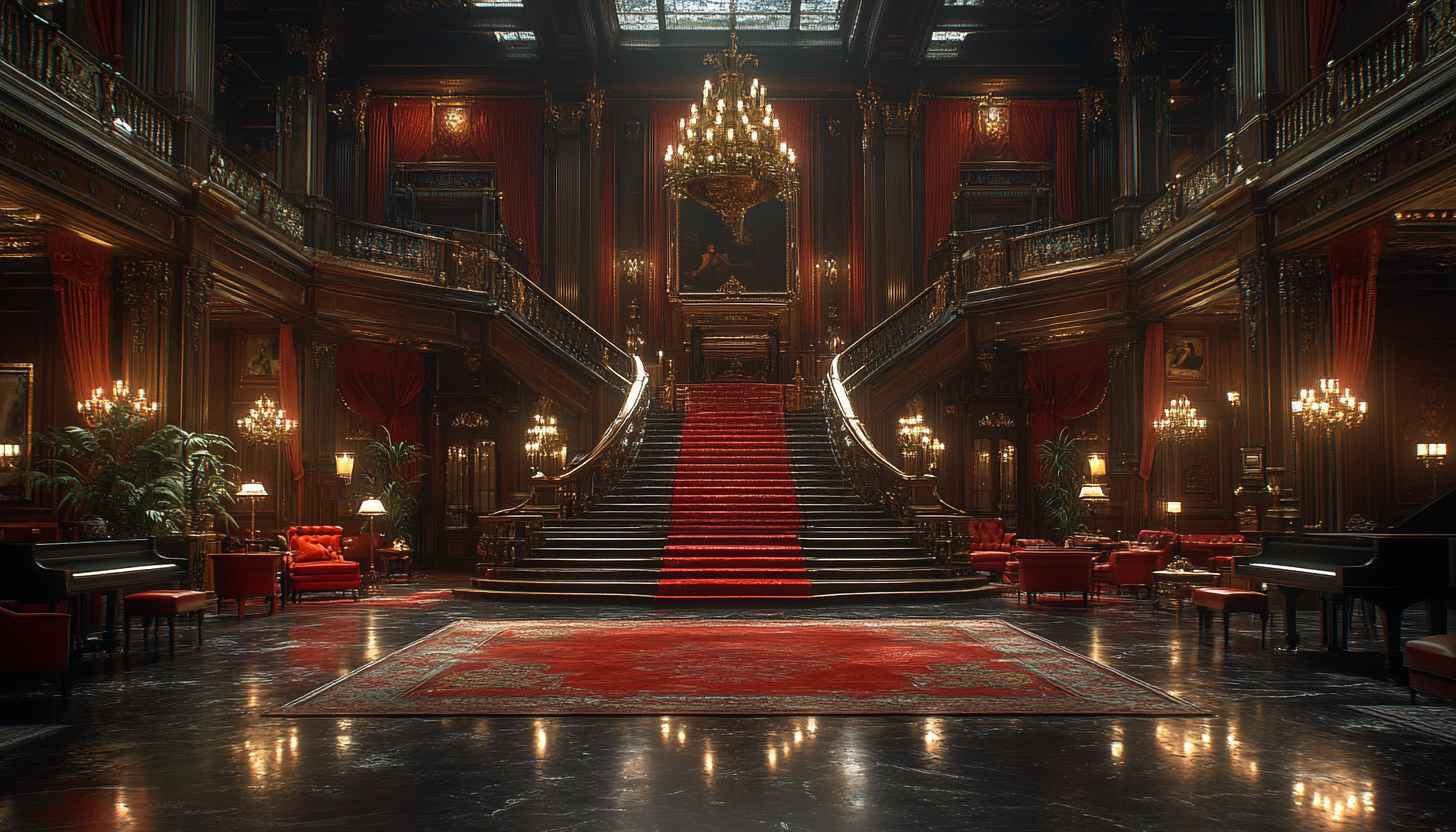 Grand Ballroom Interior Wallpaper, Elegant Palace, Dark Academia Background