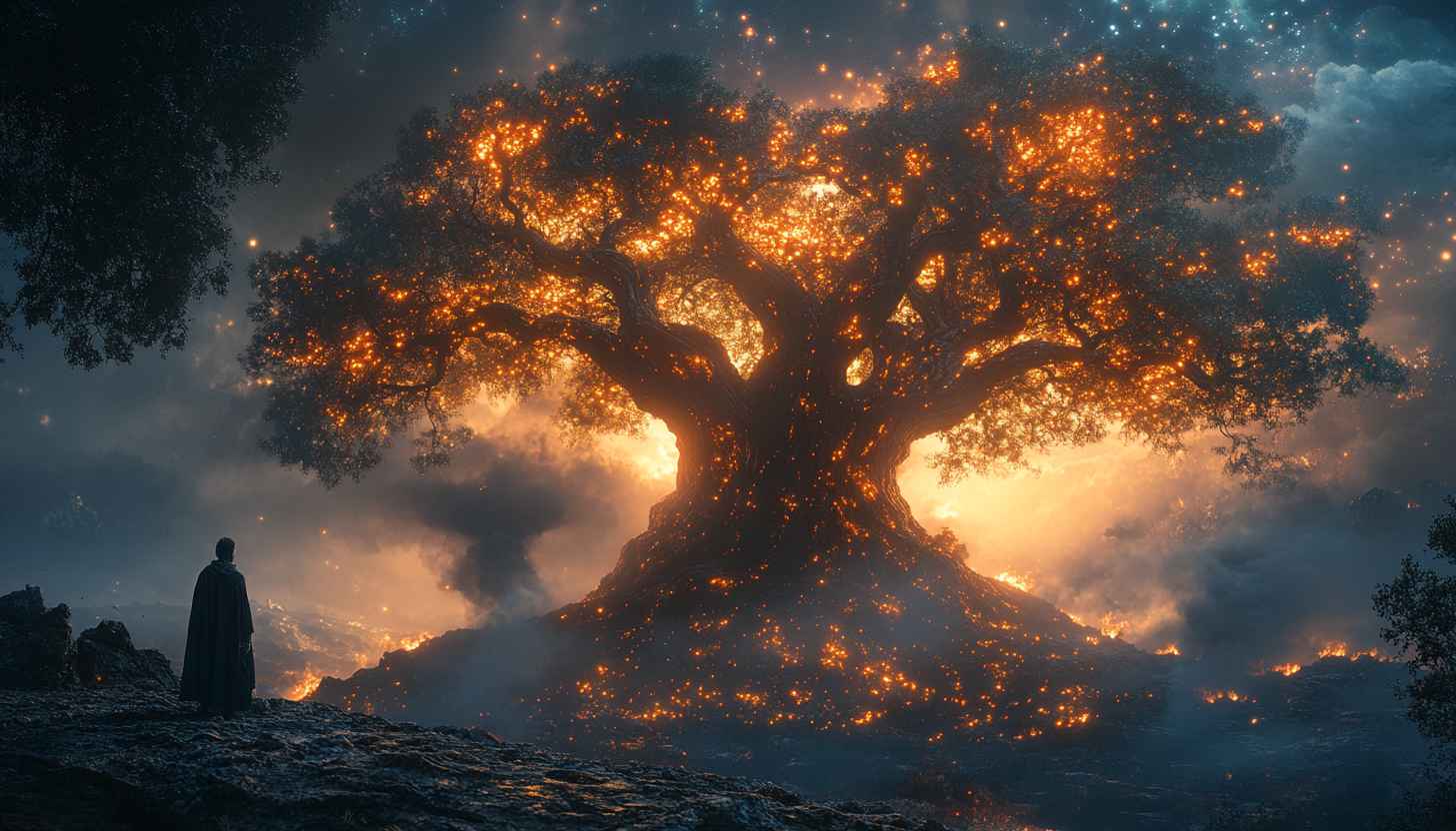 Mystical Glowing Tree 4K Desktop Wallpaper, Fantasy World Background