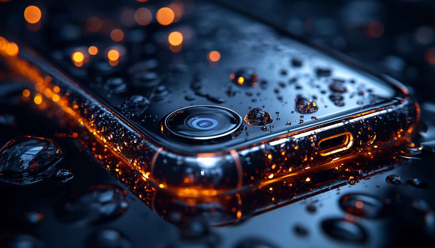 Wet Phone Macro 4K Wallpaper for Mobile Device Background