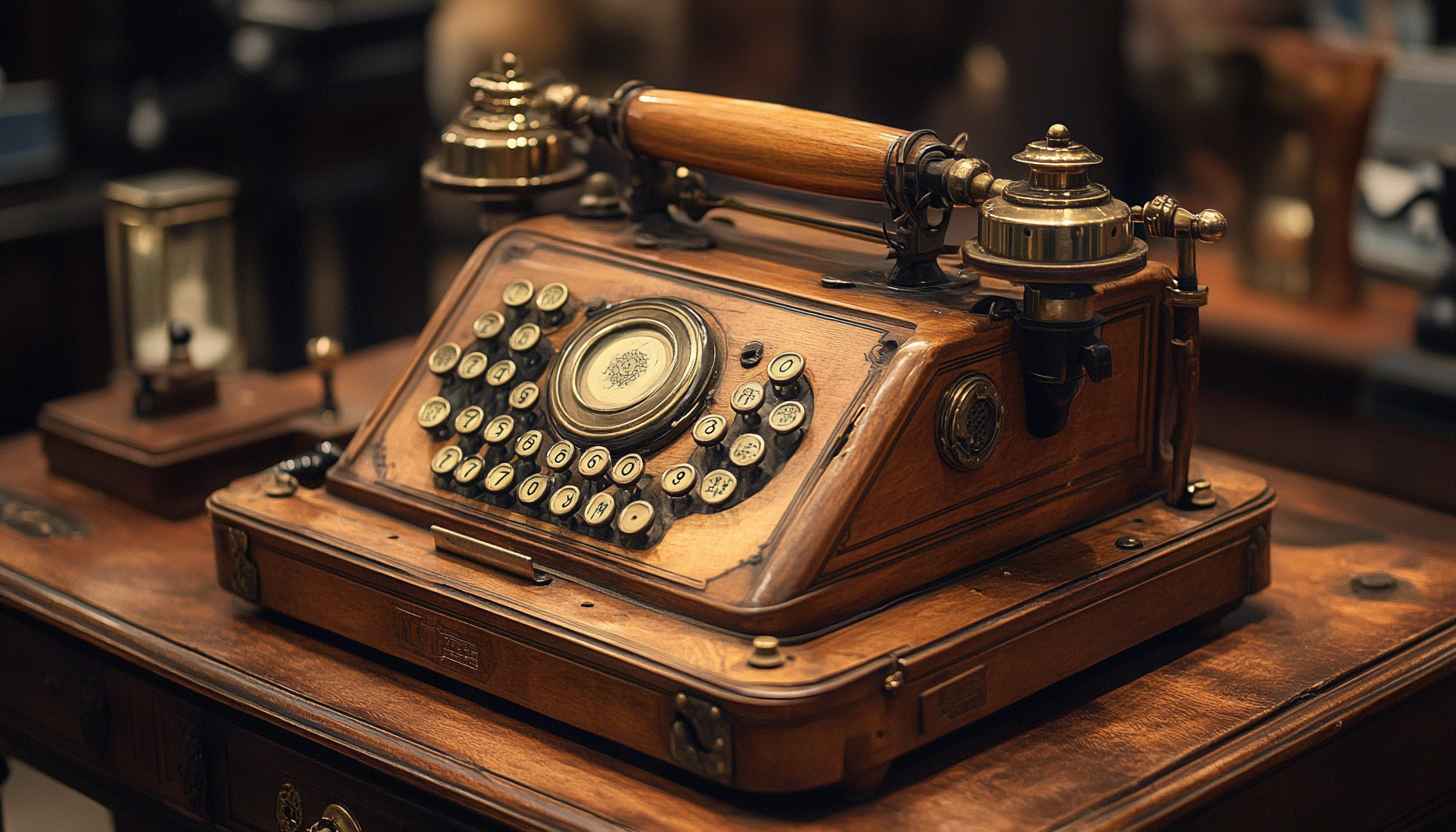 Vintage Wooden Telephone Desktop Wallpaper, Antique Phone 4K Background