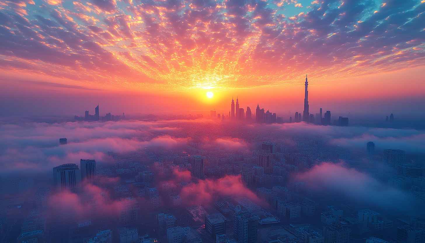Dubai Sunset Cityscape 4K Mobile Wallpaper Free Background