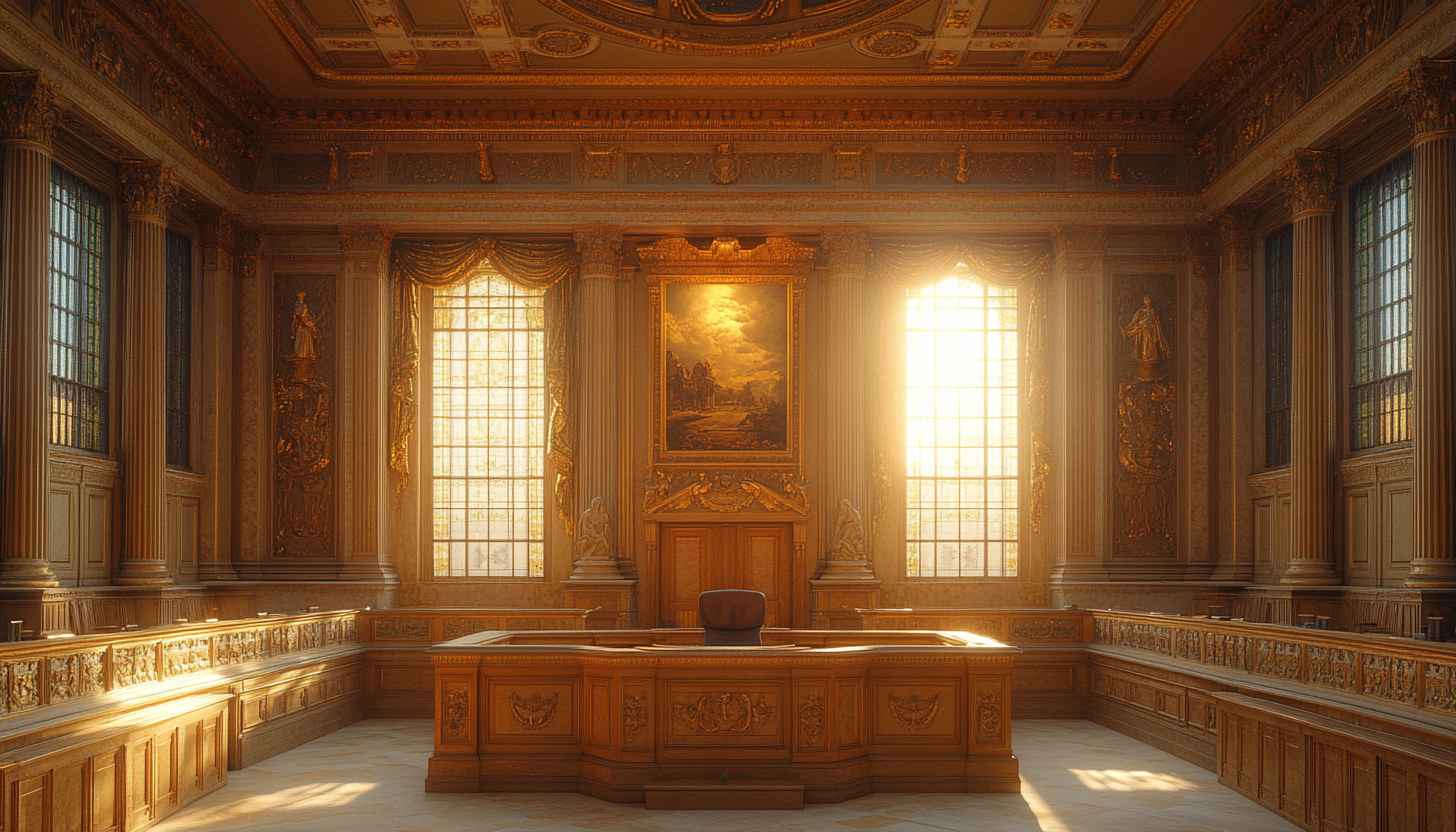 Ornate Courtroom Interior 4K Desktop Wallpaper Background for Free