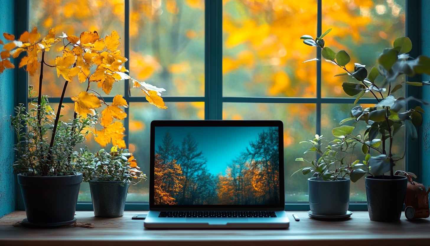 Autumn Laptop Desktop Background Aesthetic Cozy Room 4K Wallpaper