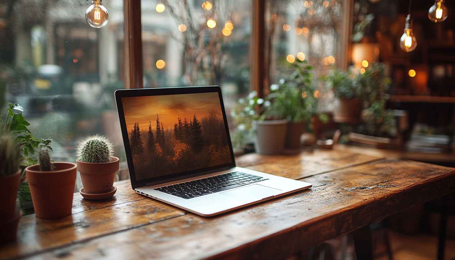Workspace Aesthetic Wallpaper: Cozy Laptop Background for Desktop and Mobile