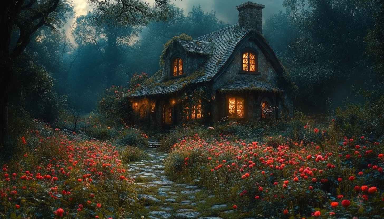 Enchanted Cottagecore House Wallpaper 4K Desktop Background Free