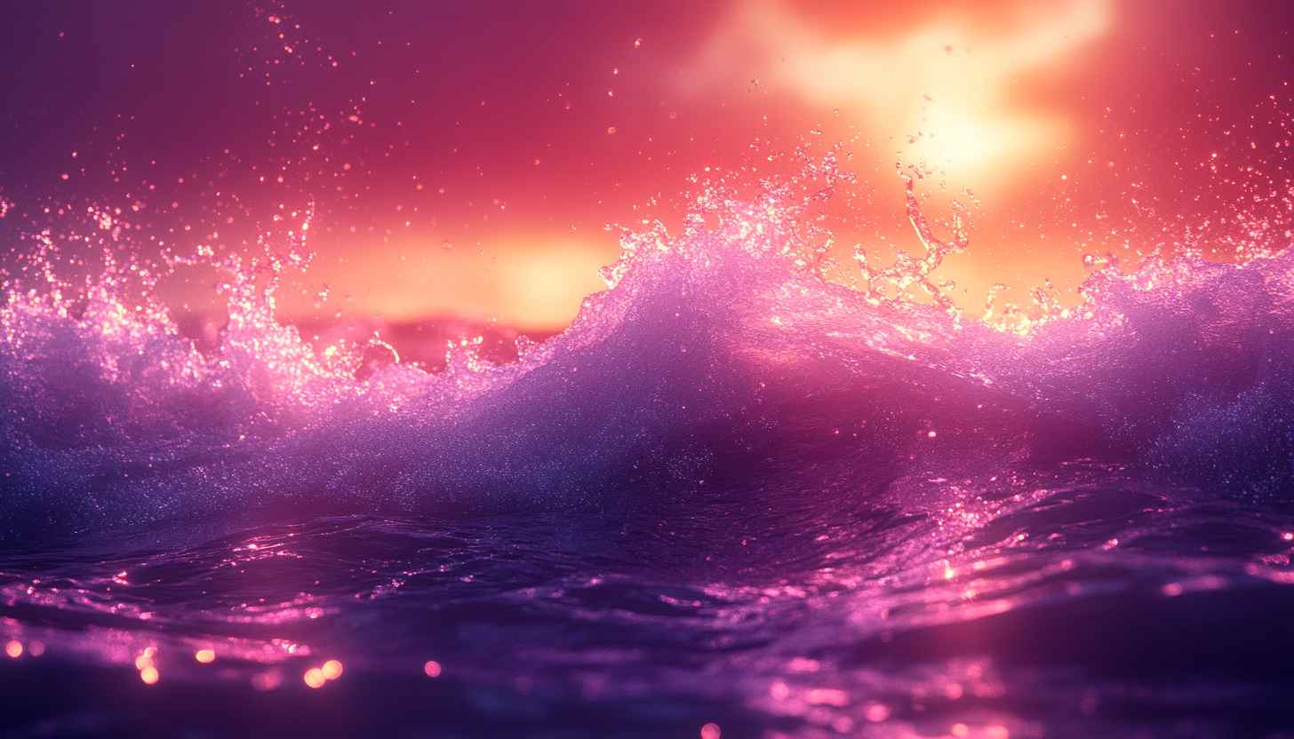 Purple Ocean Waves Pink Sunset 4K Mobile Phone Wallpaper