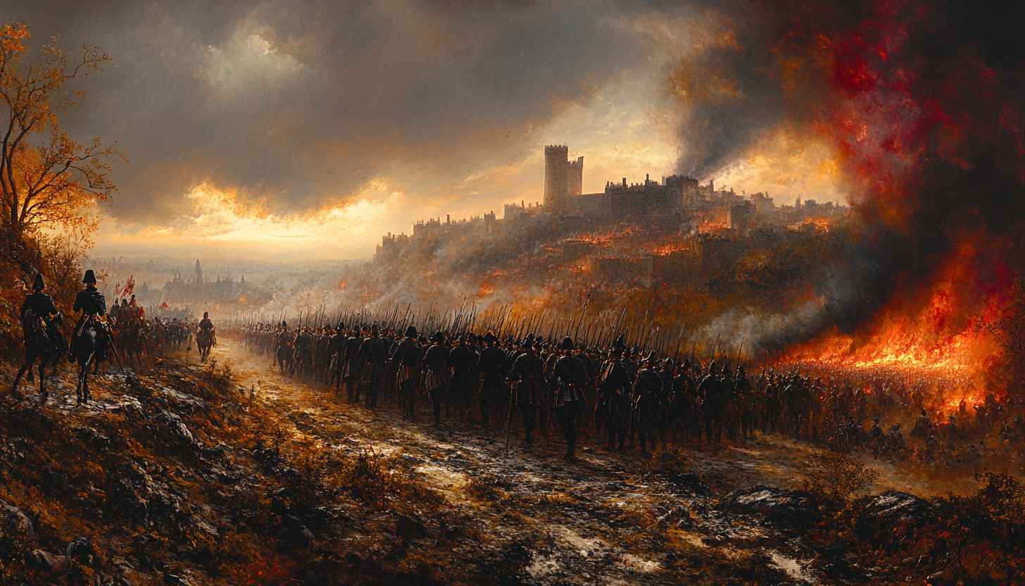 Burning Medieval City Wallpaper 4K - Battle Scene Background