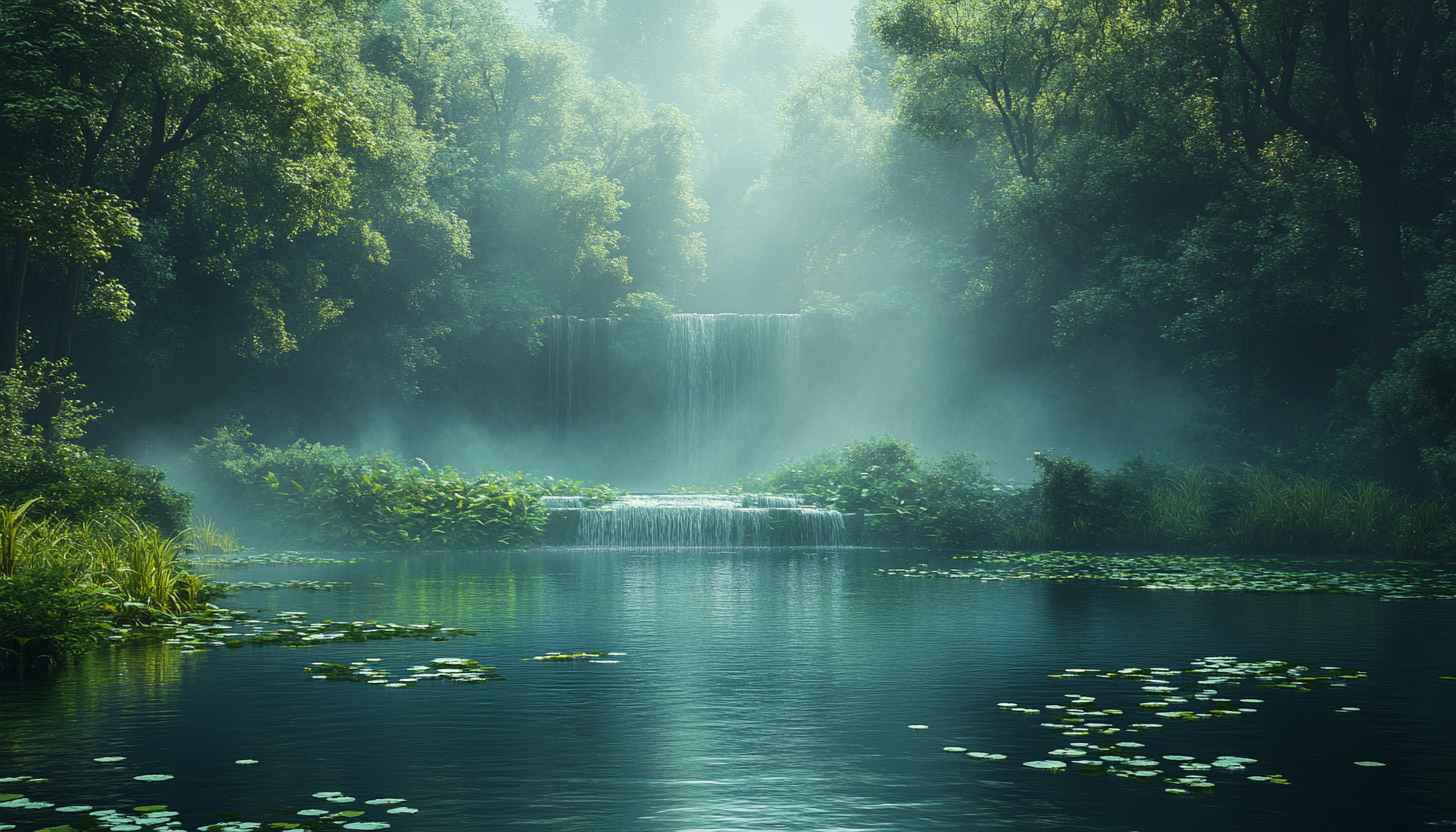 Serene Waterfall Forest 4K Desktop Background, Mobile Wallpaper Free