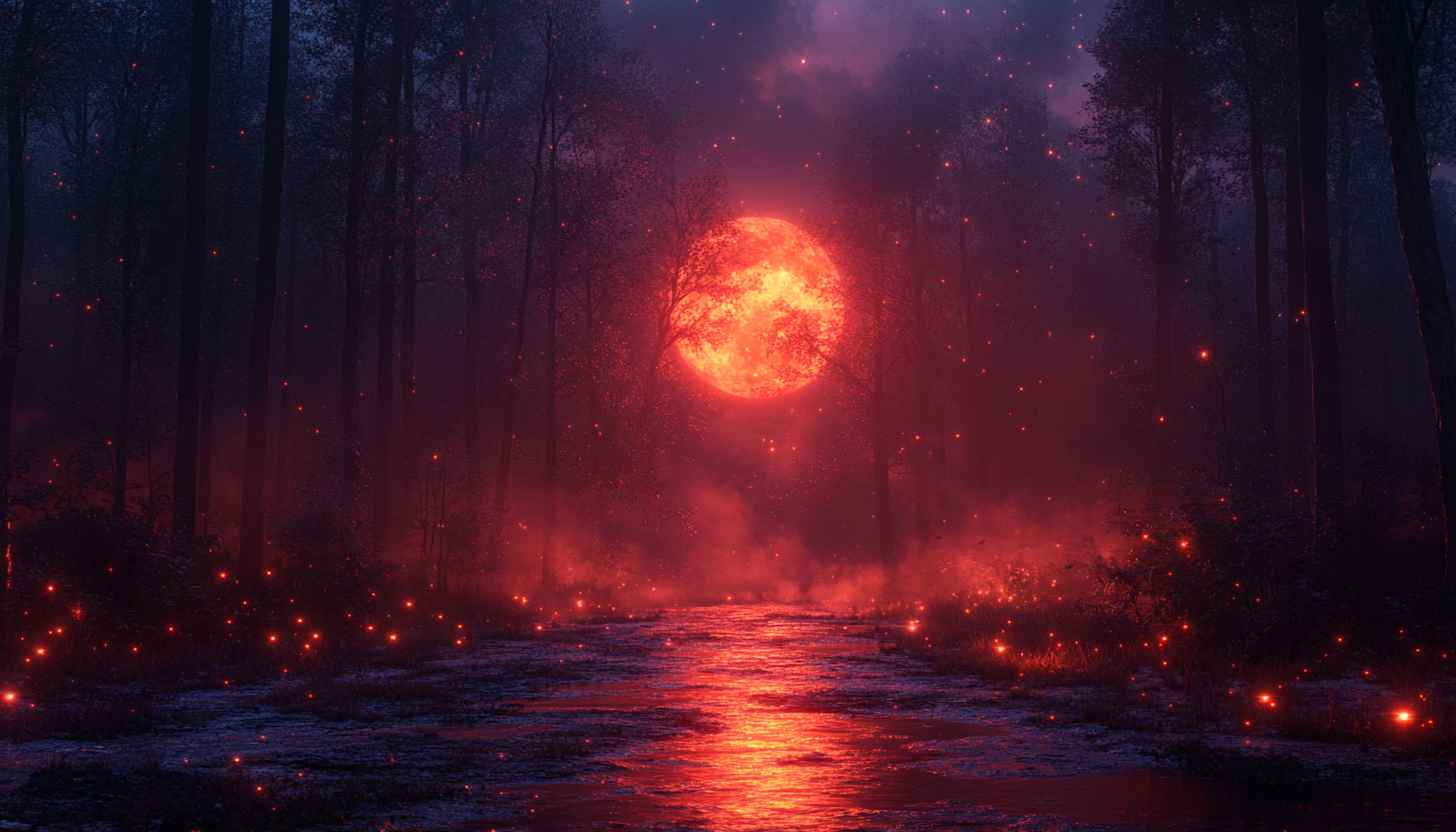 Red Moon Forest 4K Desktop Background - Free Mobile Wallpaper