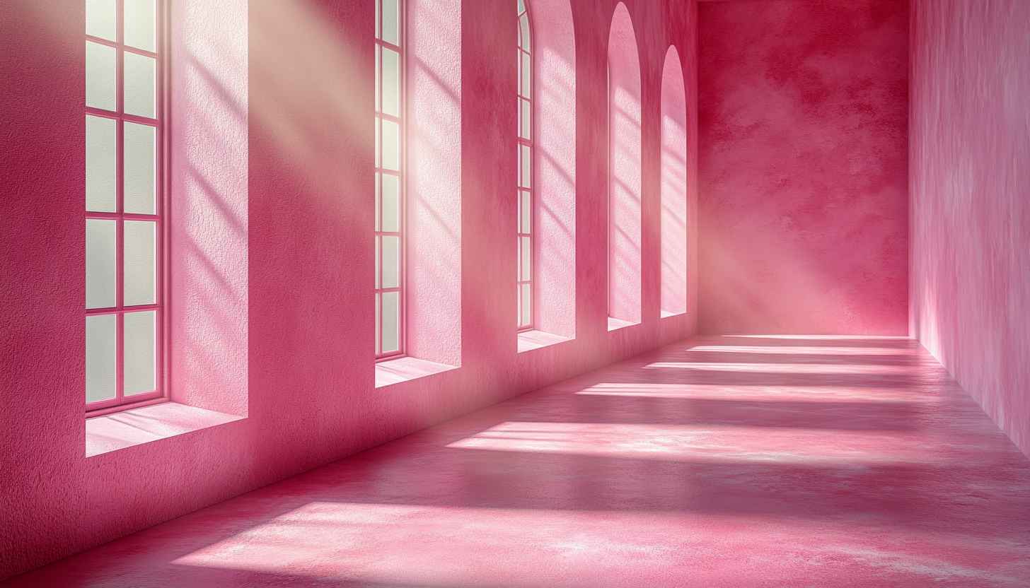 Pink Room with Arches 4K Desktop Background Free Wallpaper