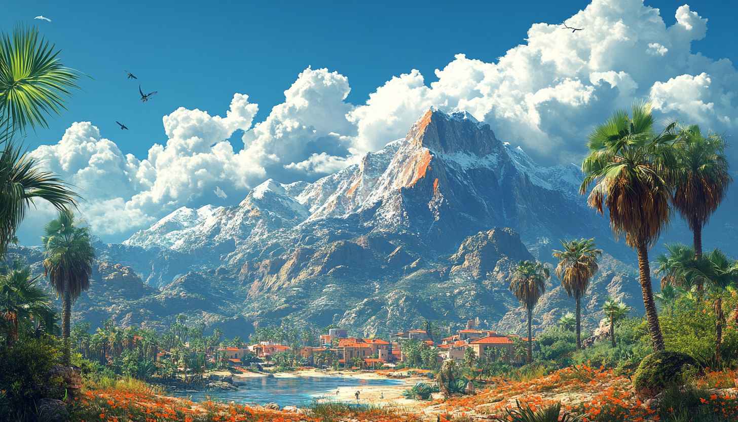 Tropical Mountain Village 4K Desktop Background Wallpaper Free