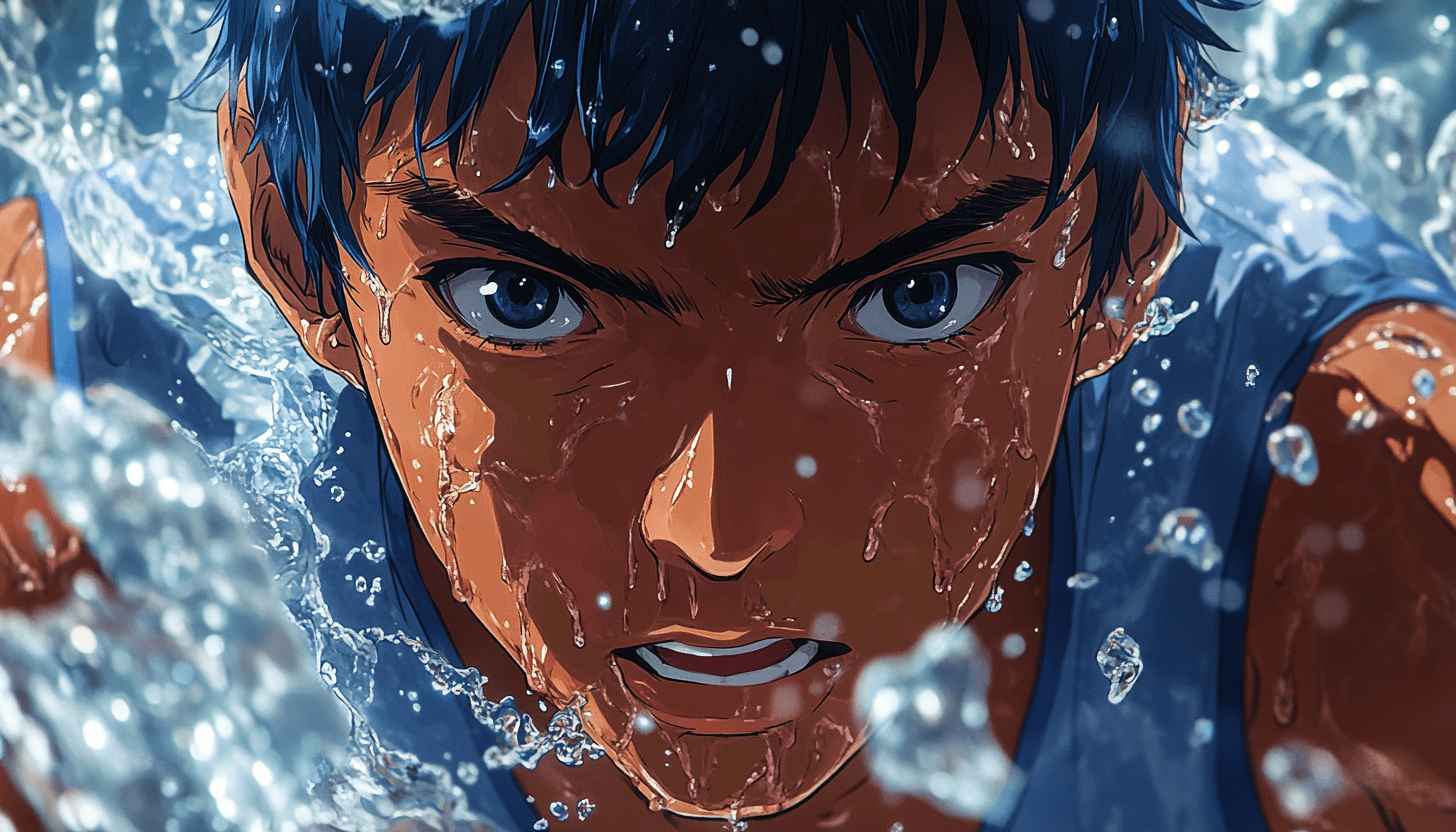 Anime Swimmer Portrait Art Mobile Wallpaper 4K Desktop Background