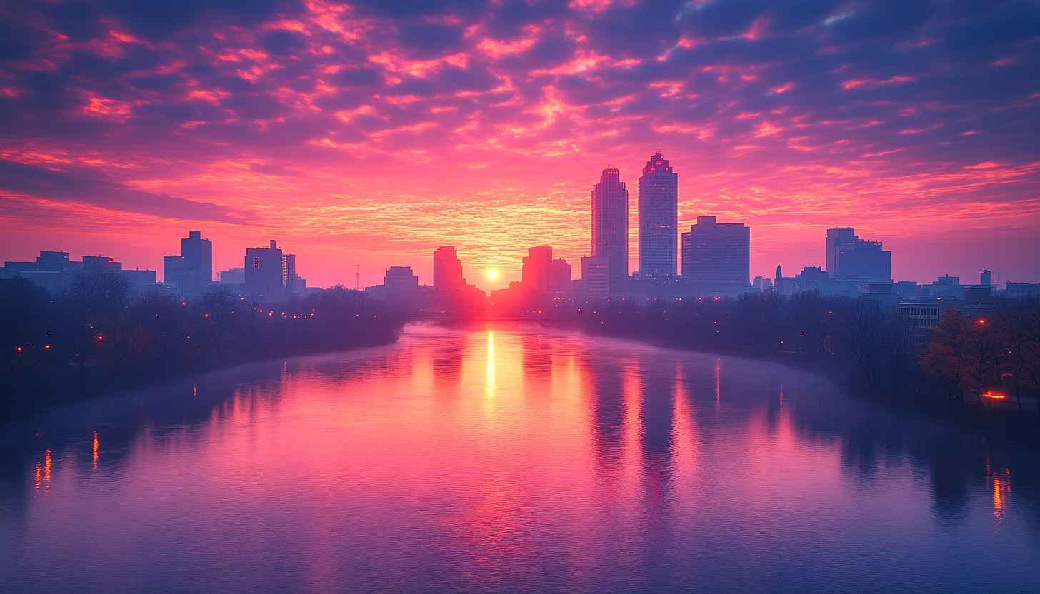Pink Sky Cityscape 4K Wallpaper - Free Desktop Backgrounds