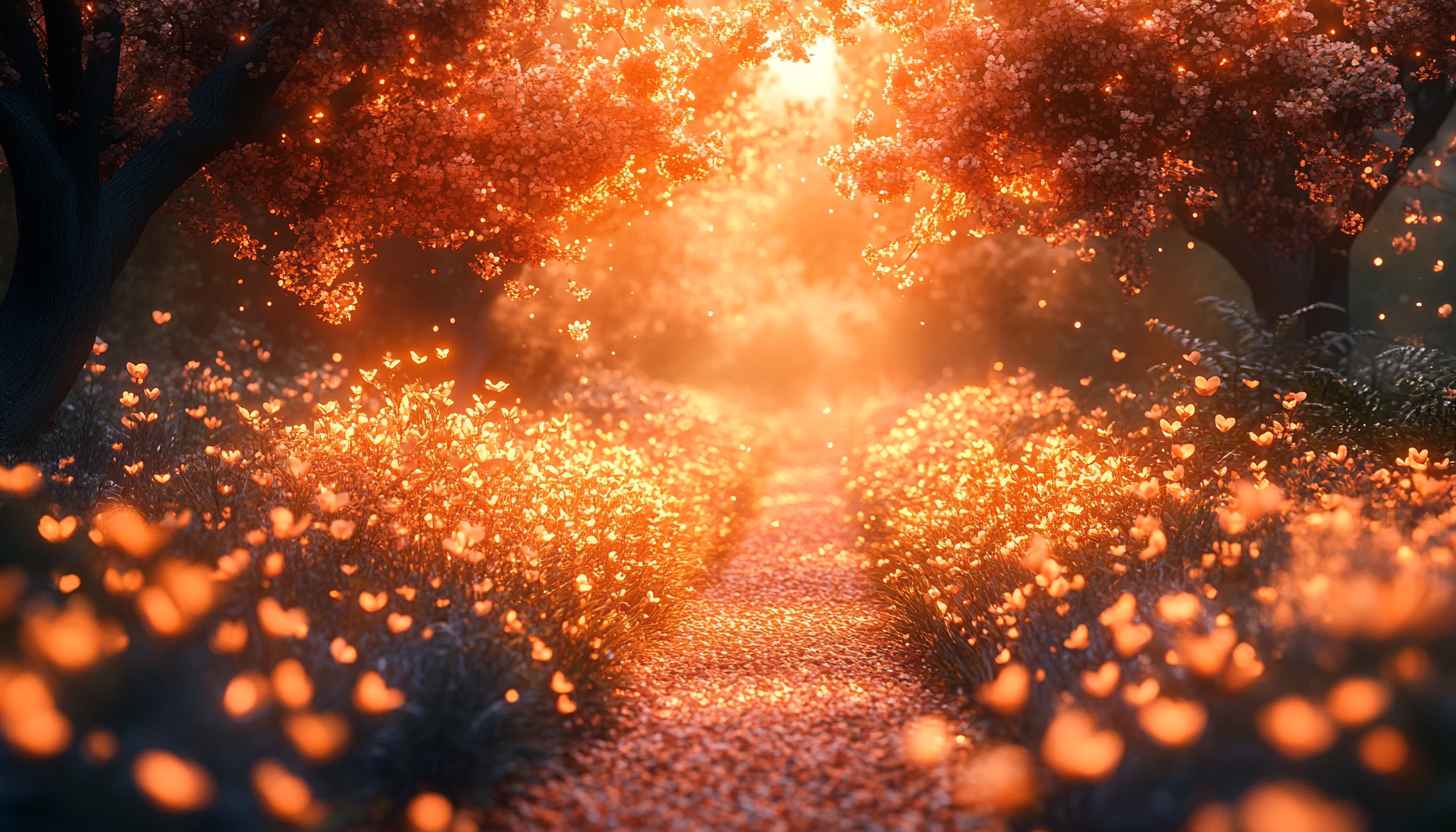 Magical Glowing Forest 4K Desktop Background Mobile Wallpaper Free
