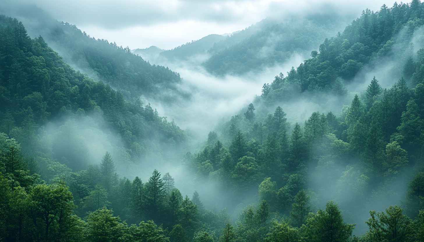 Misty Forest Mobile Wallpaper, Green Trees Landscape 4K Background