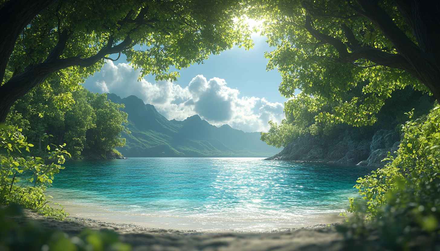 Tropical Island Beach 4K Wallpaper for Desktop and Mobile Background