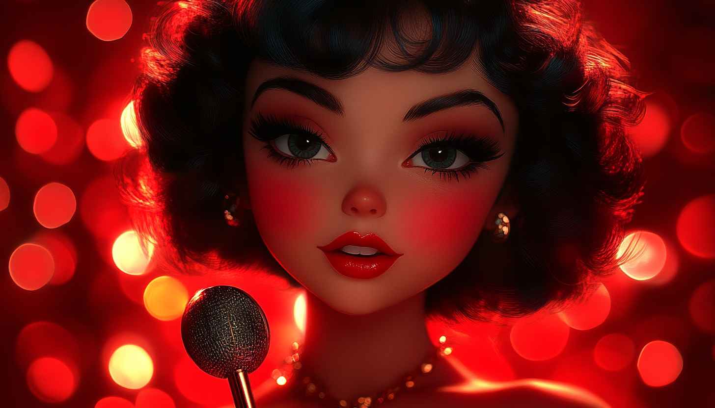Retro Singer Cartoon Character Aesthetic Wallpaper 4K Desktop Background