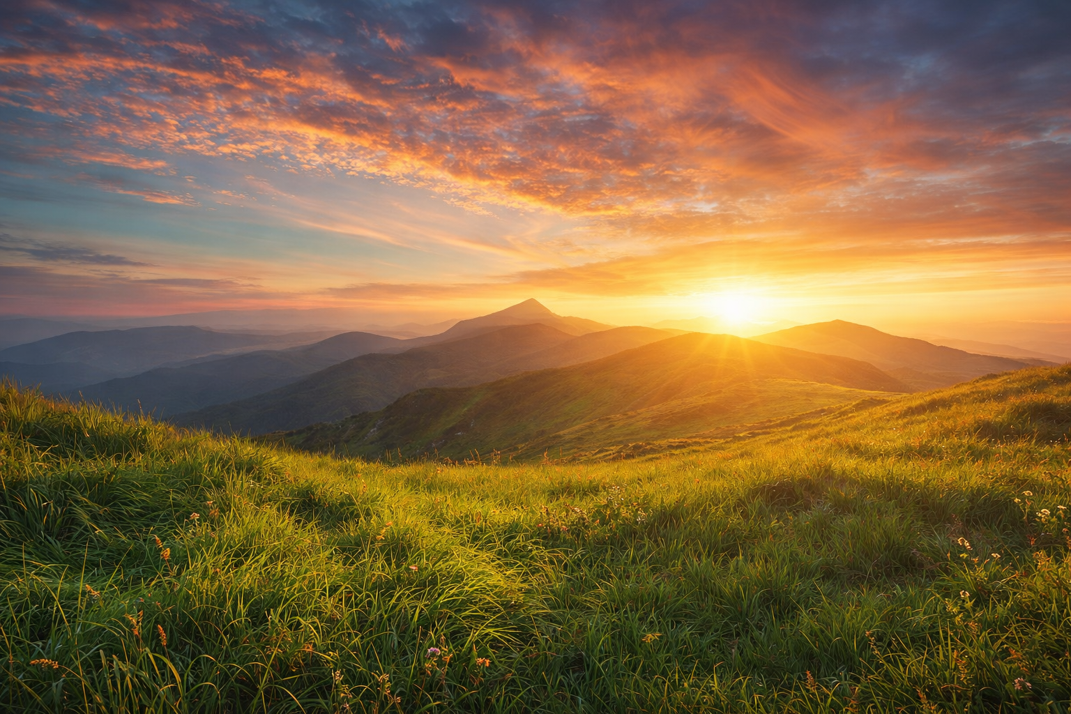 Golden Sunrise Mountain Landscape 4K Desktop Background Mobile Wallpaper