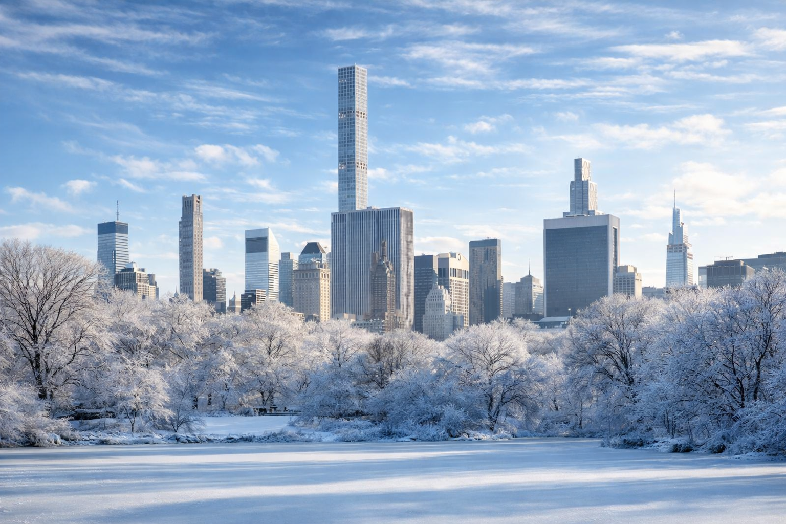 Winter Central Park New York City Skyline Mobile Wallpaper Free