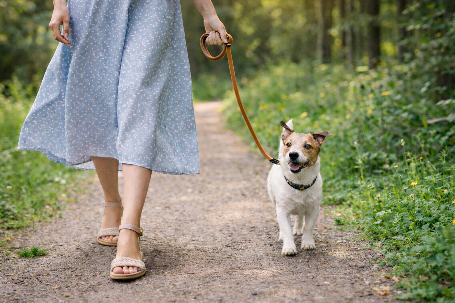 Dog walking outdoors free mobile wallpaper background, nature path