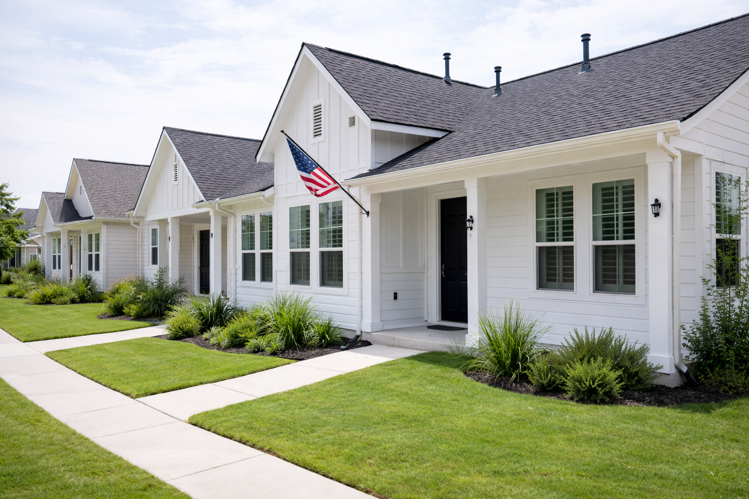 Modern White House with American Flag - Free 4K Desktop Wallpaper