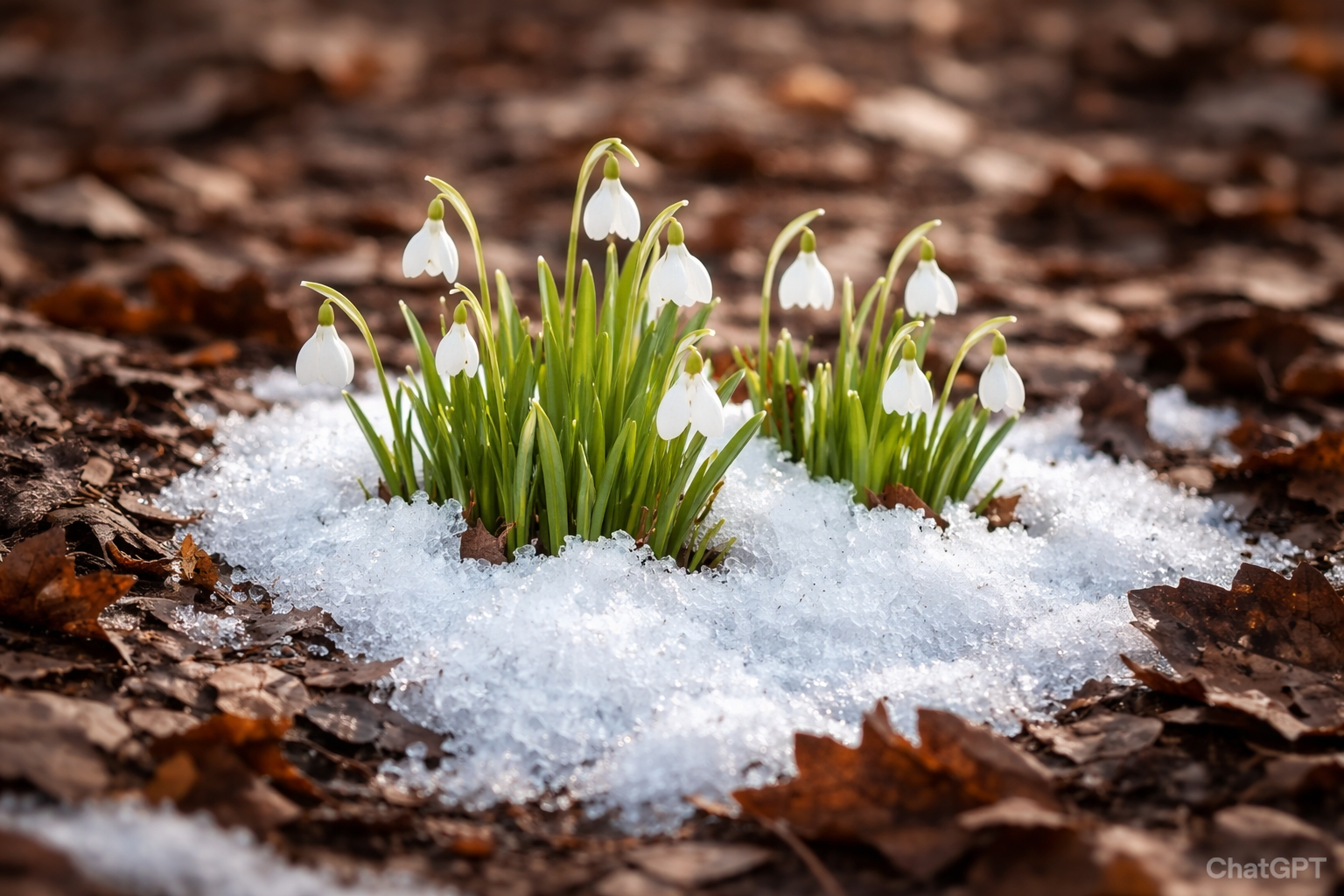 Spring Snowdrops Blooming in Snow Free Nature Wallpaper HD Desktop Background