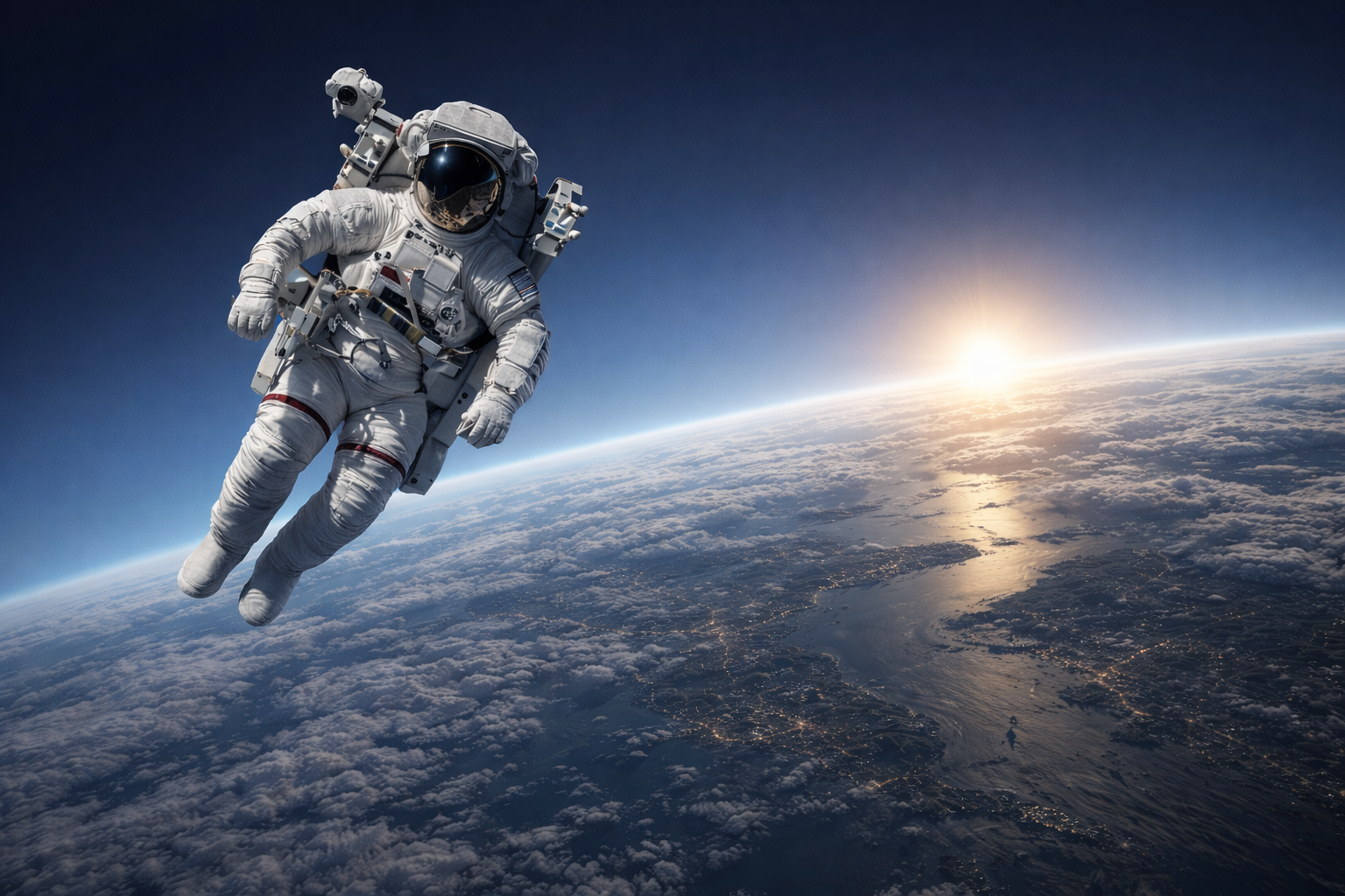 Astronaut Floating in Space High Above Earth 4K Desktop Background