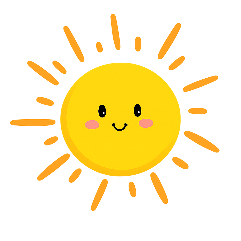 Happy Sun with Rays Cute  Transparant Background Stock Image