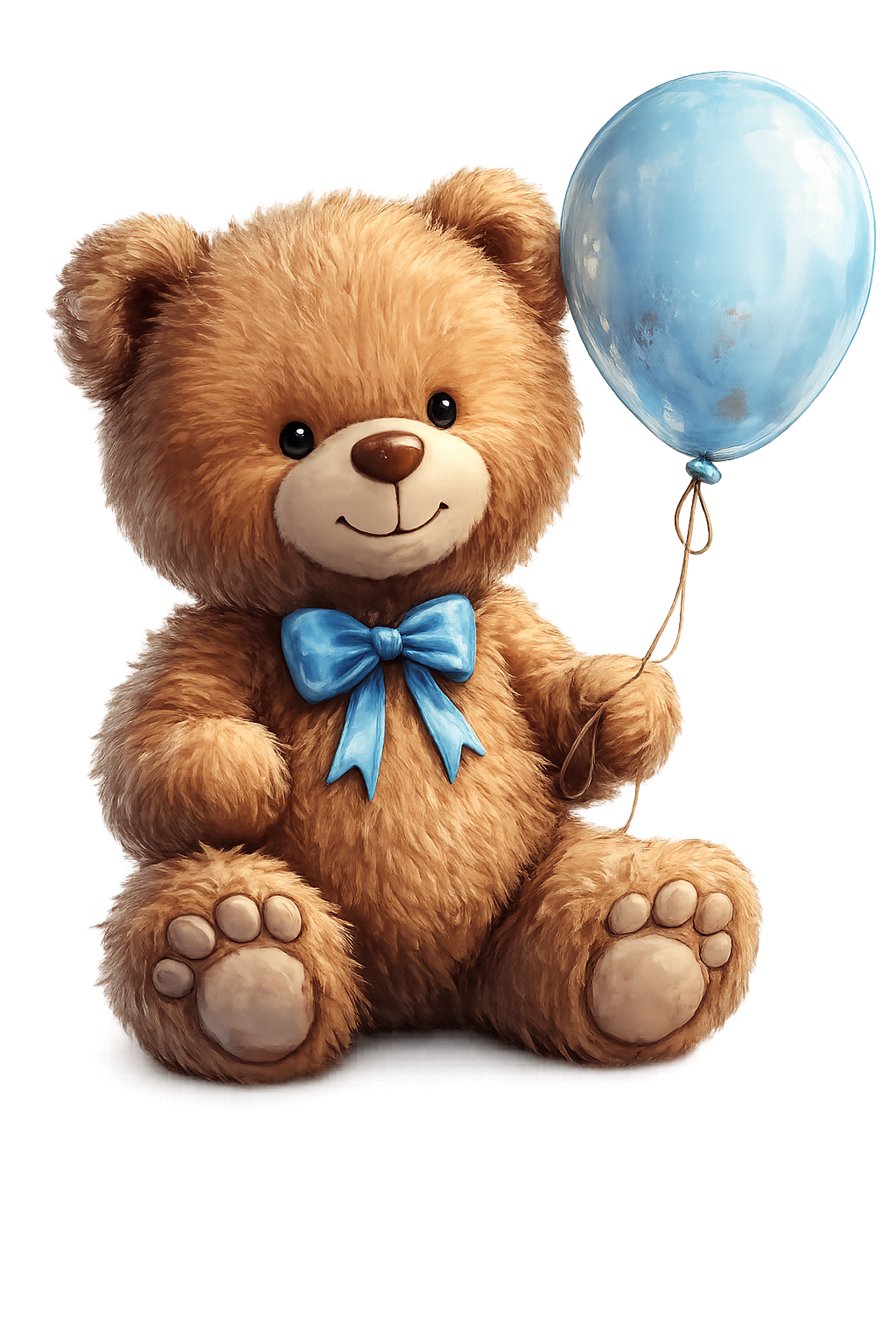 Cute Teddy Bear Holding Balloon Transparant Background Stock Image