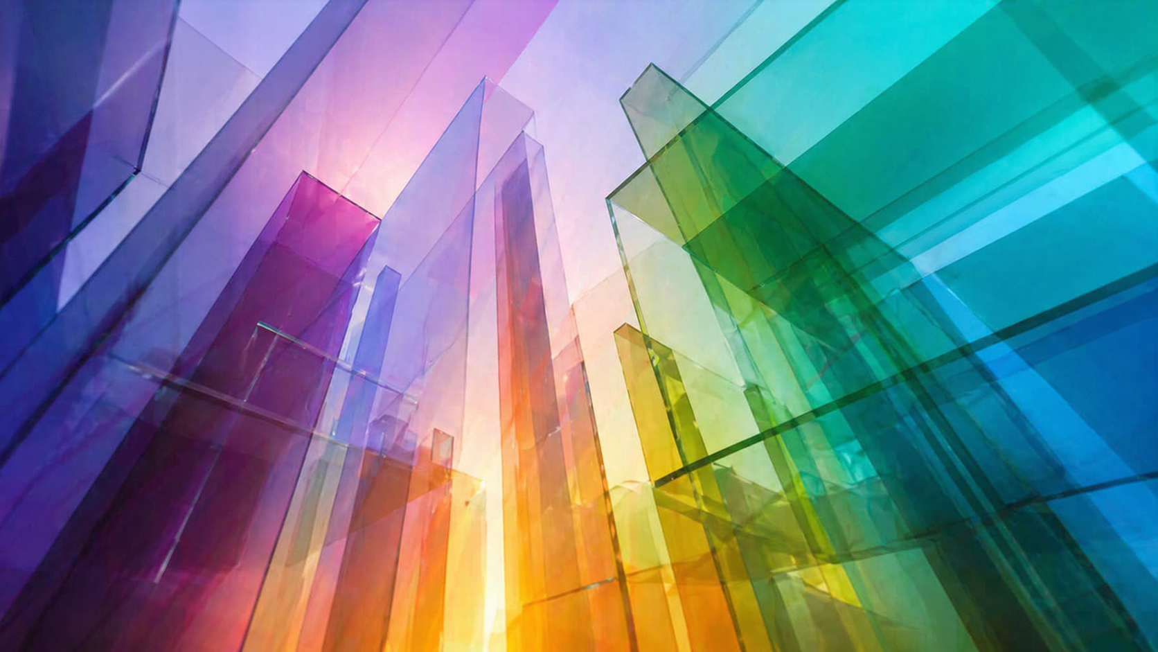 Rainbow Glass Skyscrapers Desktop Wallpaper